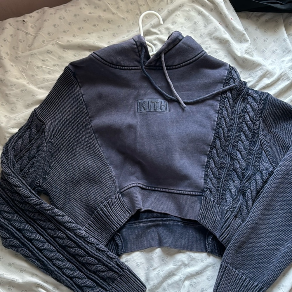 Kith navy cropped hoodie